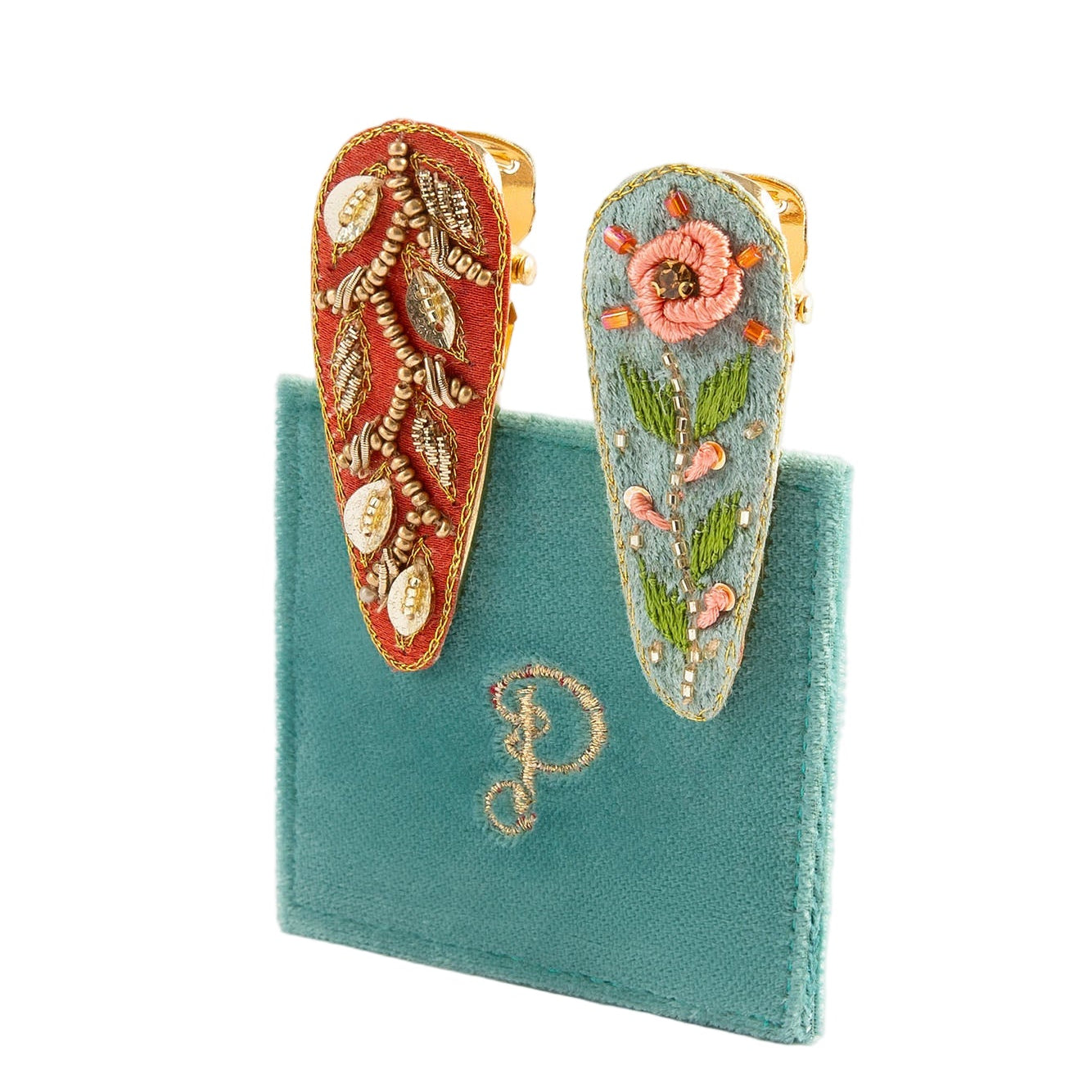 Embroidered Hair Clips
