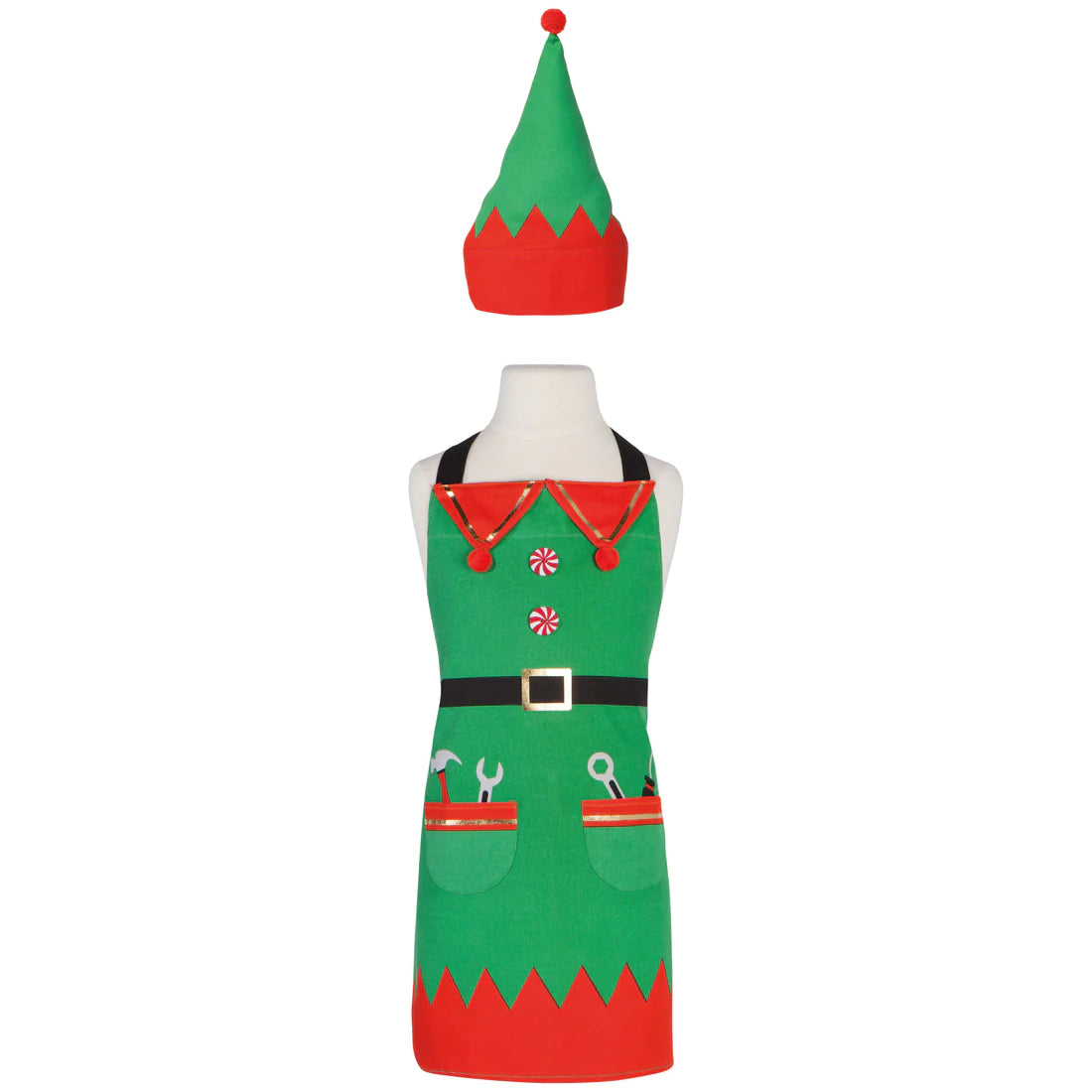 Kid's Elf Holiday Apron & Hat Set