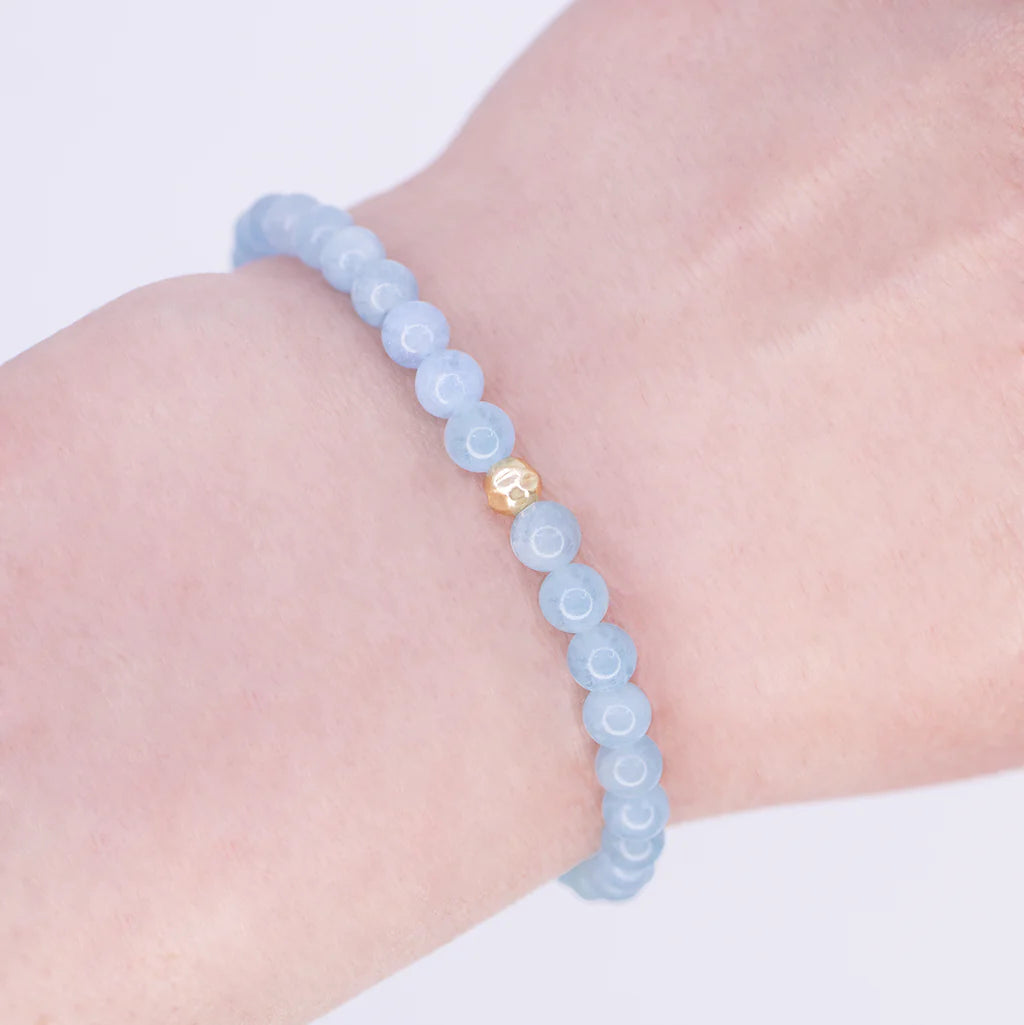 Dainty Nautical Bracelet - Aquamarine & Gold