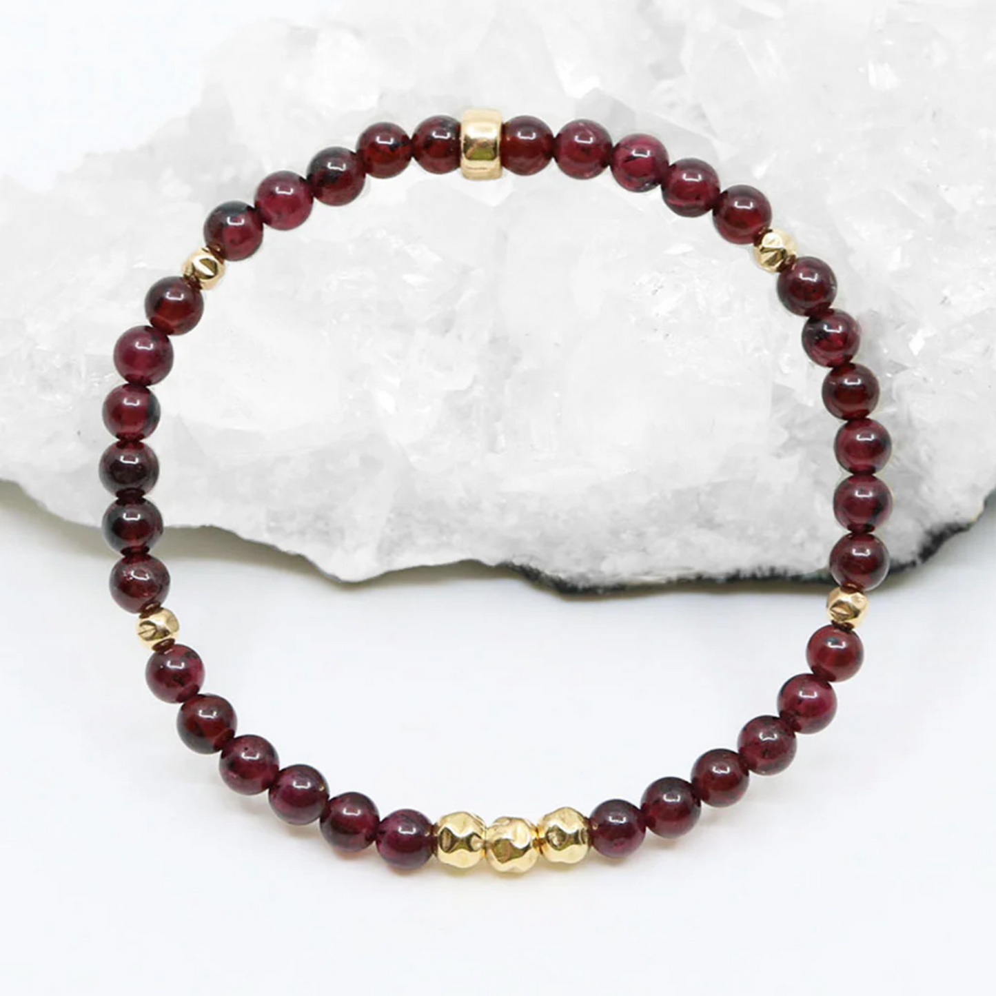 Dainty Strength Luxe Bracelet - Garnet & Gold