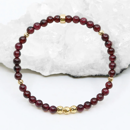 Dainty Strength Luxe Bracelet - Garnet & Gold