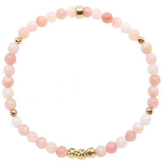 Dainty Rebalance Luxe Bracelet - Pink Opal & Gold