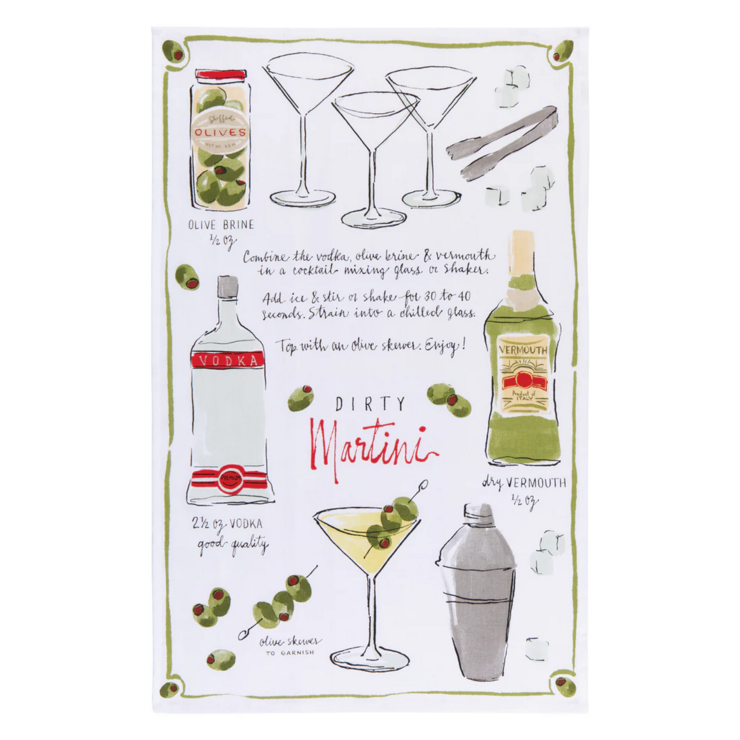 Martini Printed Tea towel