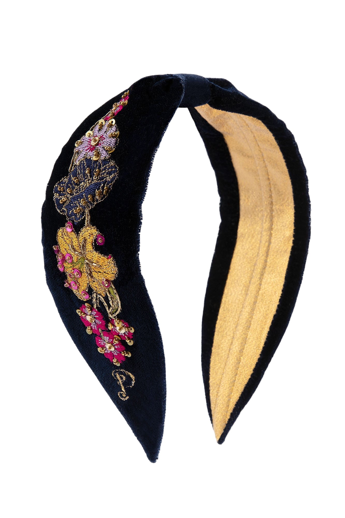 Embroidered Velvet Headband