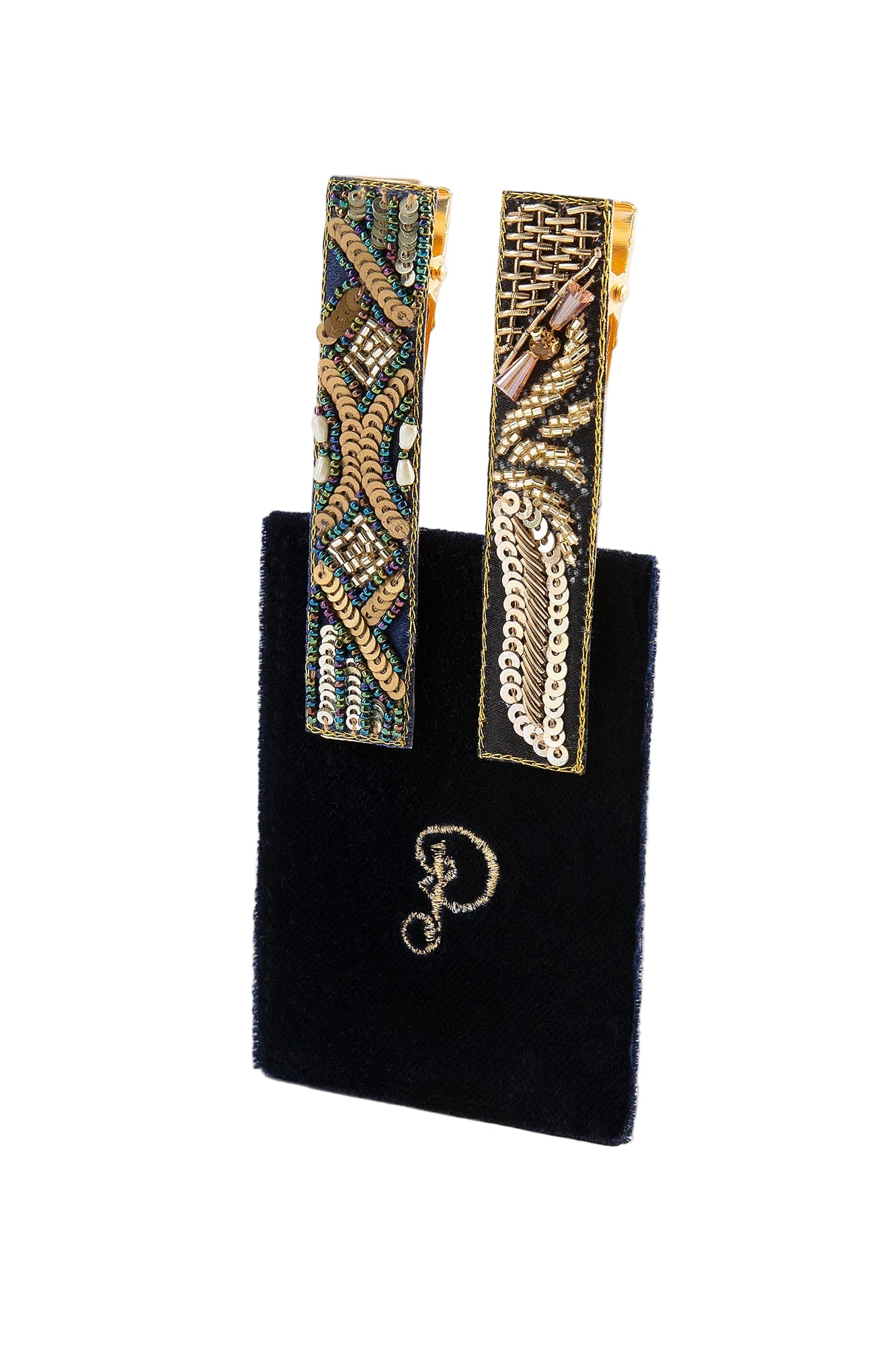 Embroidered Bar Hair Clips