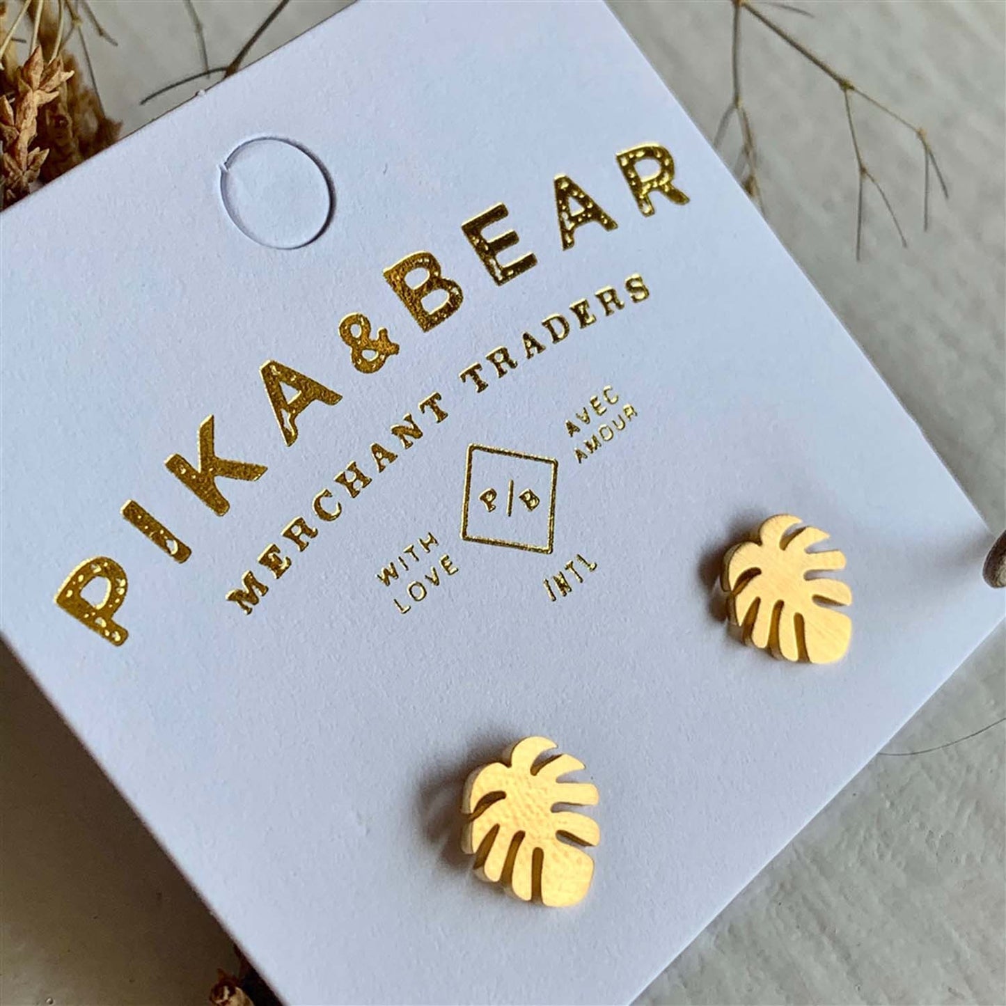 Pika & Bear Gold Stud Earrings