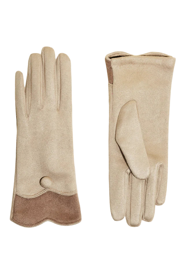 Pandora Faux Suede Gloves - Cream