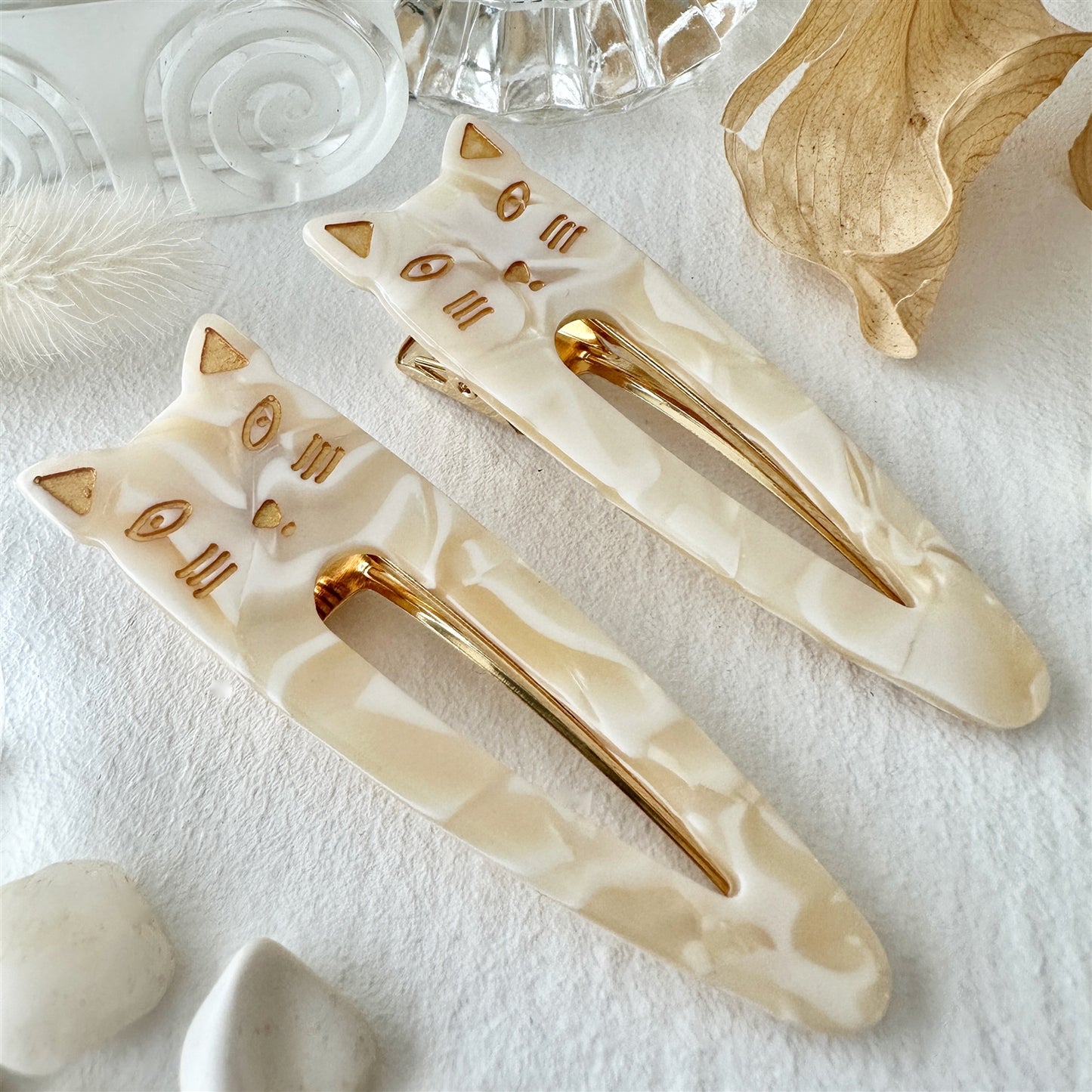 Cat Faces Duckbill Hairclips - Set of 2