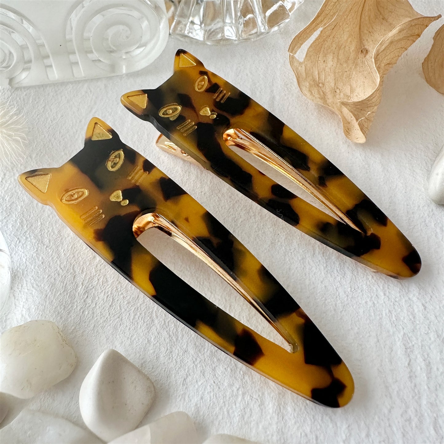 Double Trouble Cat Face Hair Clips - Set of 2