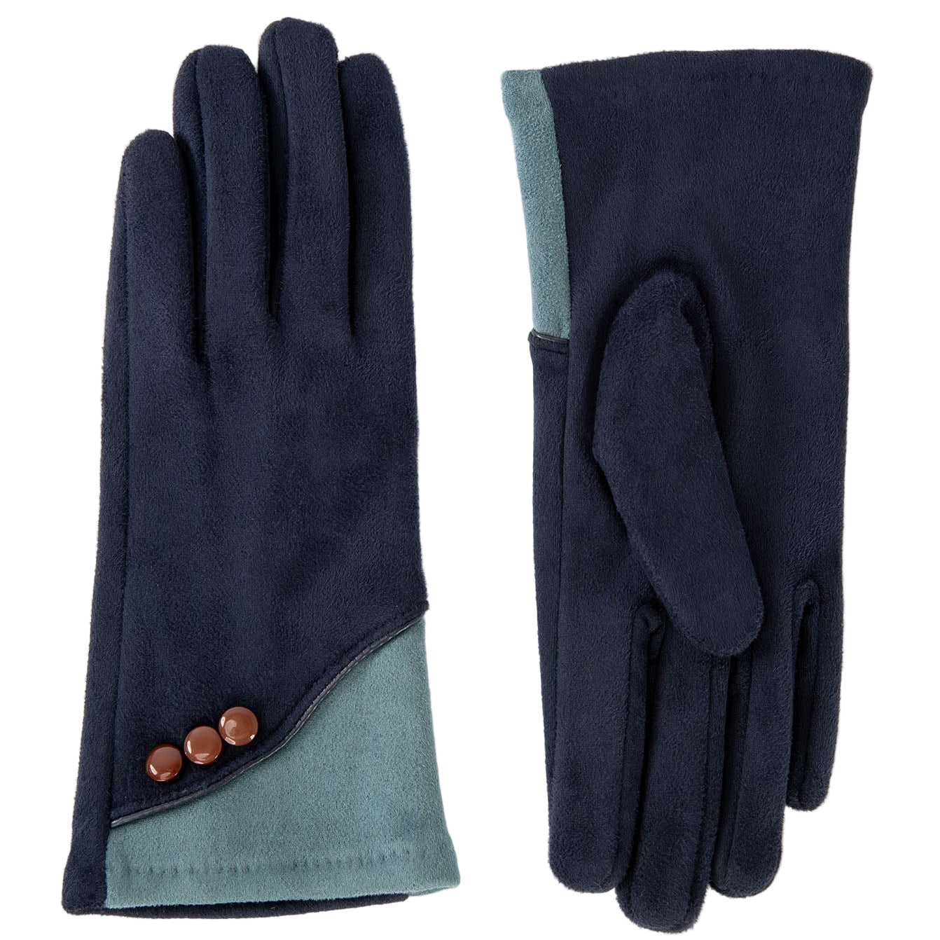 Rowan Faux Suede Gloves - Navy