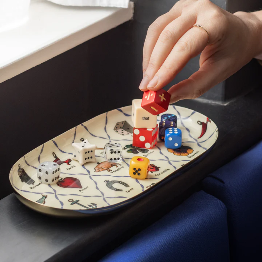 Printed Oval Enamel Tray - Charms