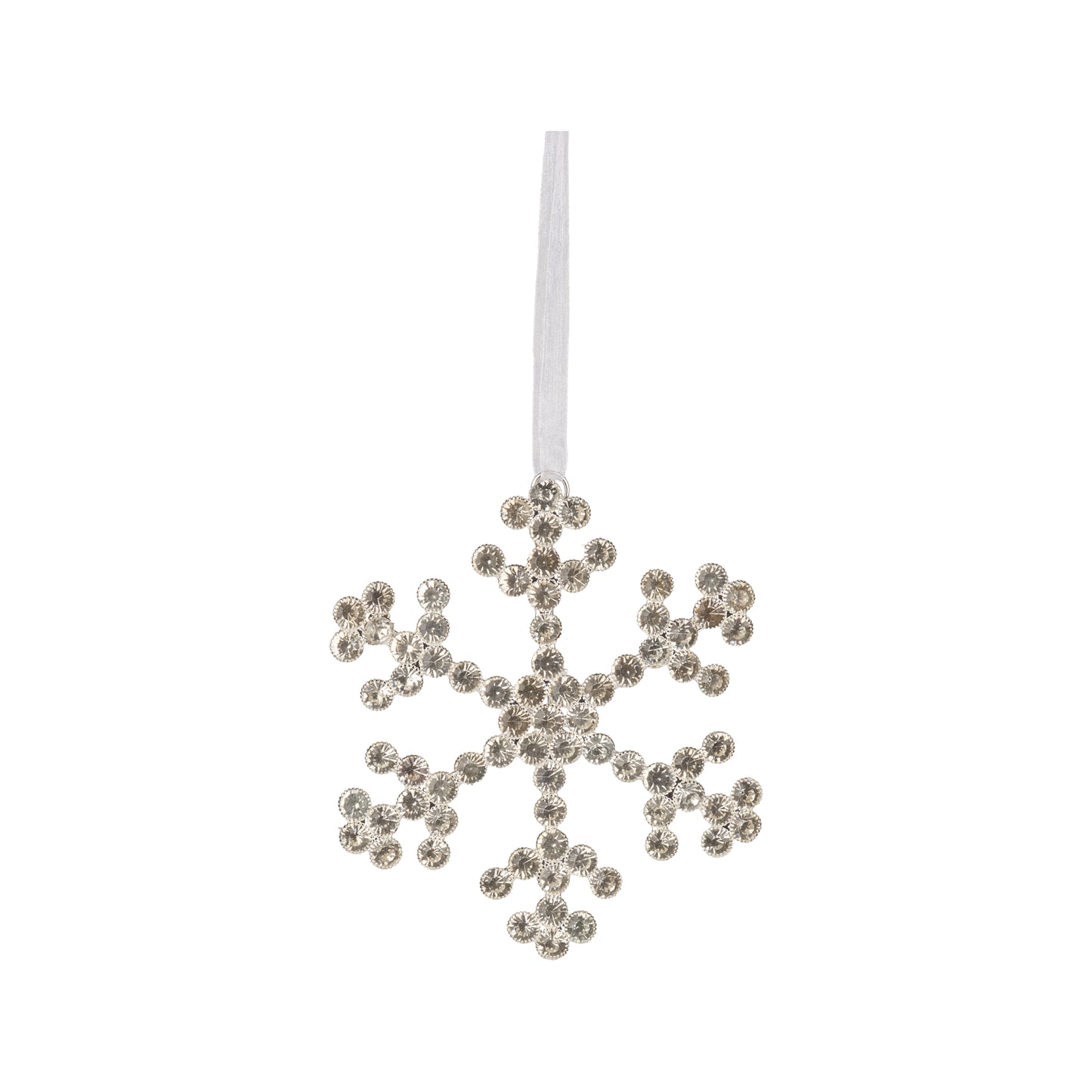 Round Cut Rhinestone Silver Snowflake Ornament