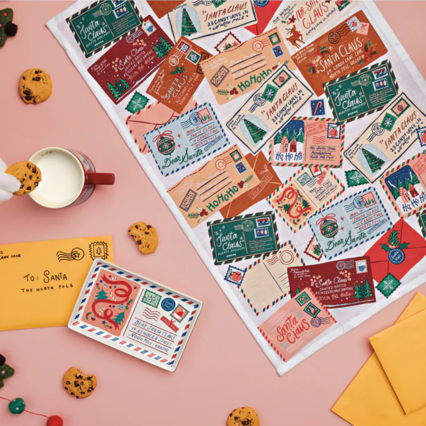 Santa Mail Printed Tea Towel