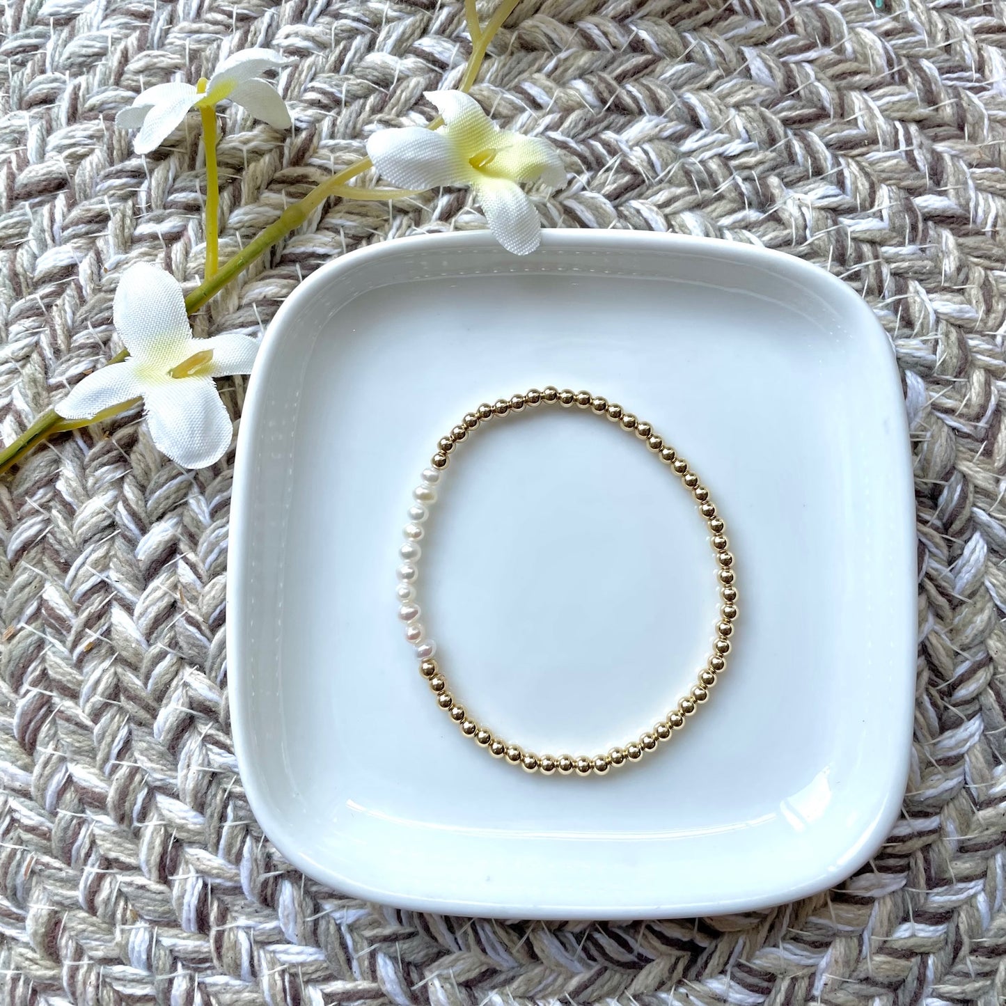 Gold Pearl Bar Bracelet