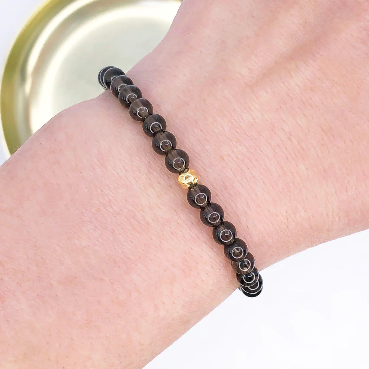 Dainty Rooted Bracelet - Smoky Quartz & Silver