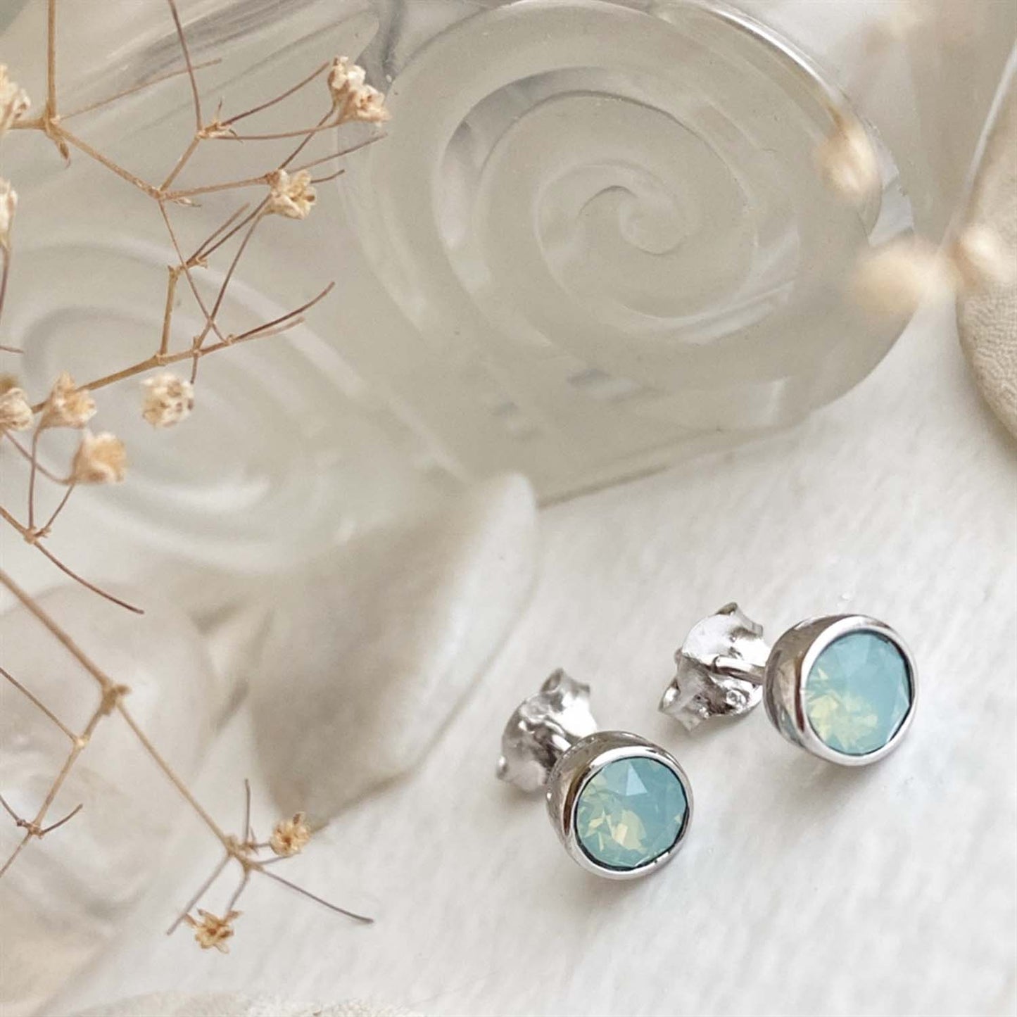 Solstice Silver 6mm Swarovski Crystal Stud Earrings
