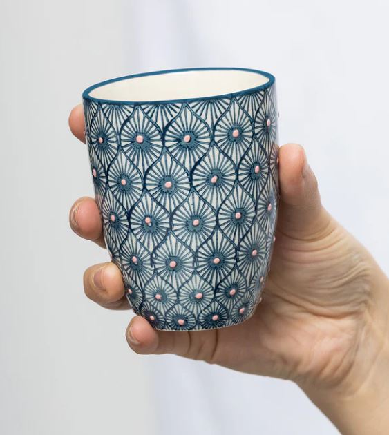 Hand-stamped Stoneware Cups