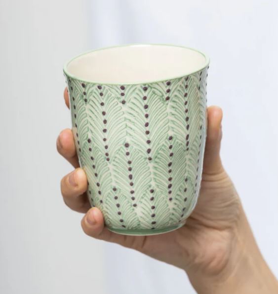 Hand-stamped Stoneware Cups