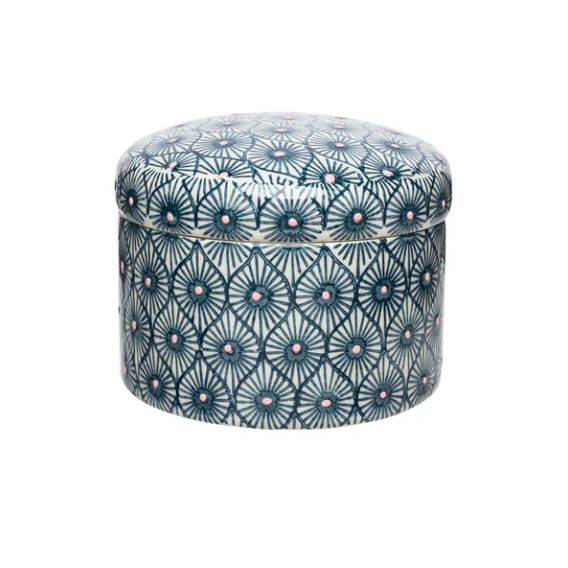 Hand-stamped Stoneware Canisters
