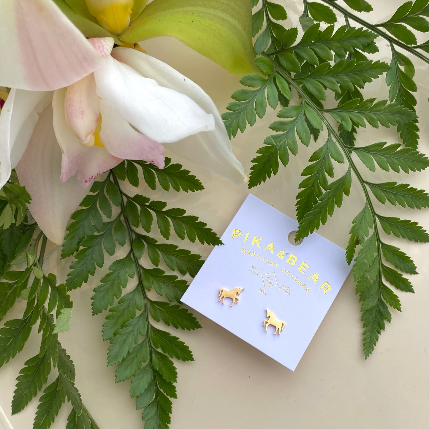 Pika & Bear Gold Stud Earrings