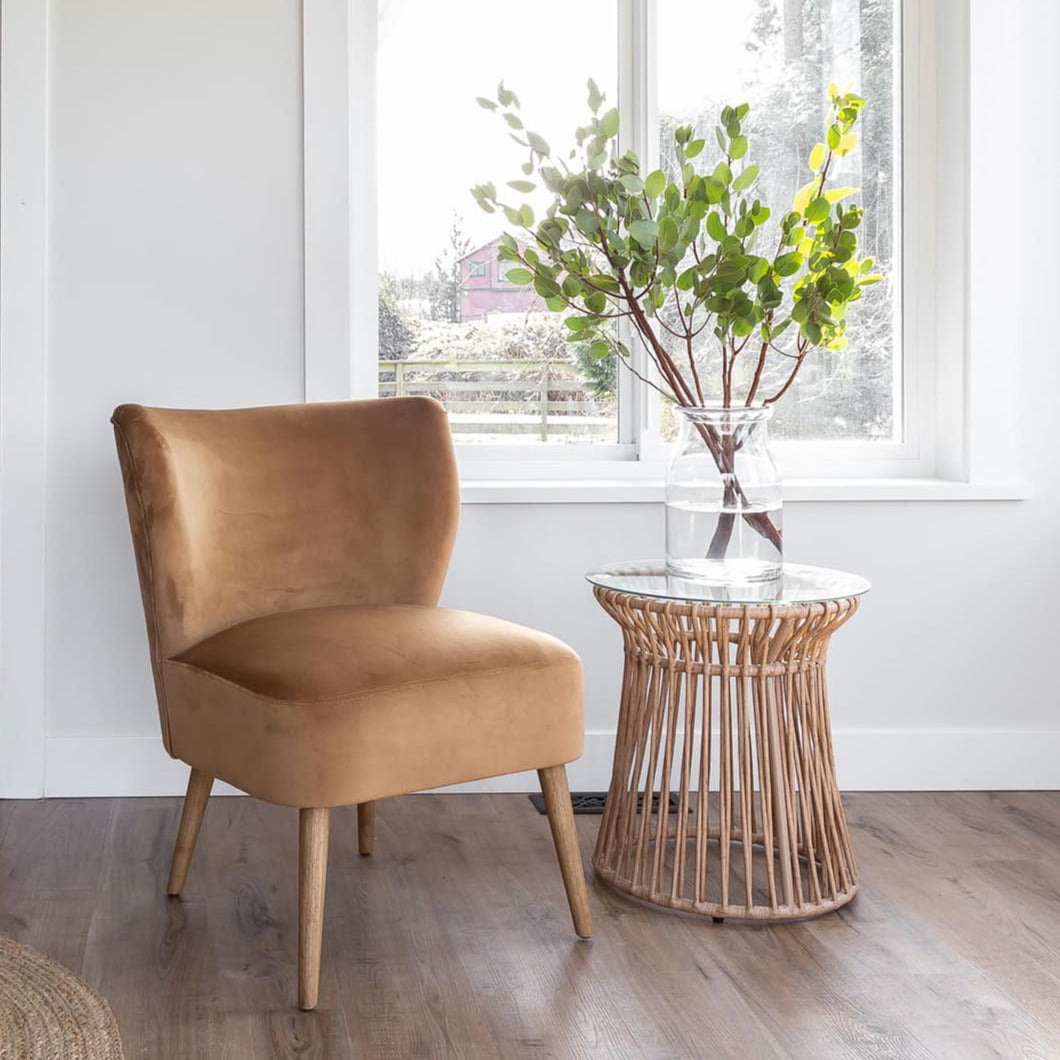 Cognac Velvet Accent Chair