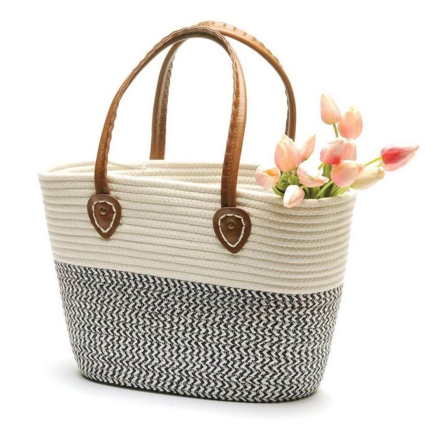 White & Black Market Bag