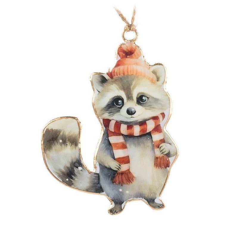 Winter Raccoon Metal Ornament