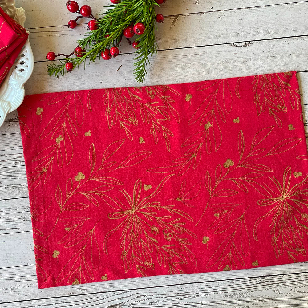 Winter Print Cotton Woven Placemats Set/4