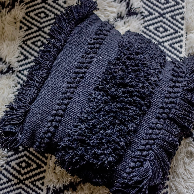 Black Macrame Pillow