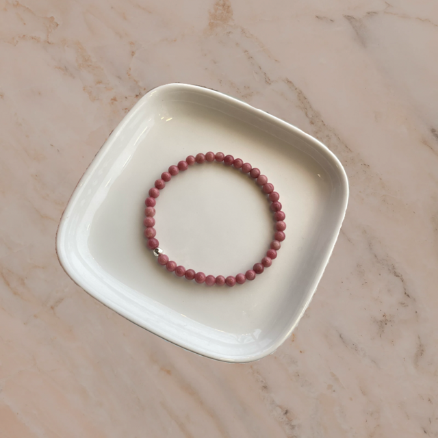 Dainty Forgiveness Bracelet - Pink Rhodonite & Silver