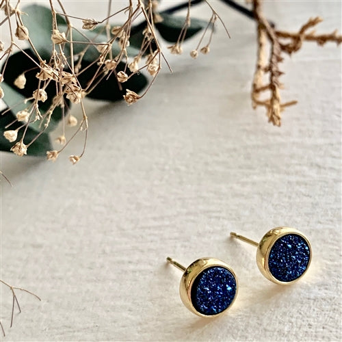 Druzy Gold Stud Earrings