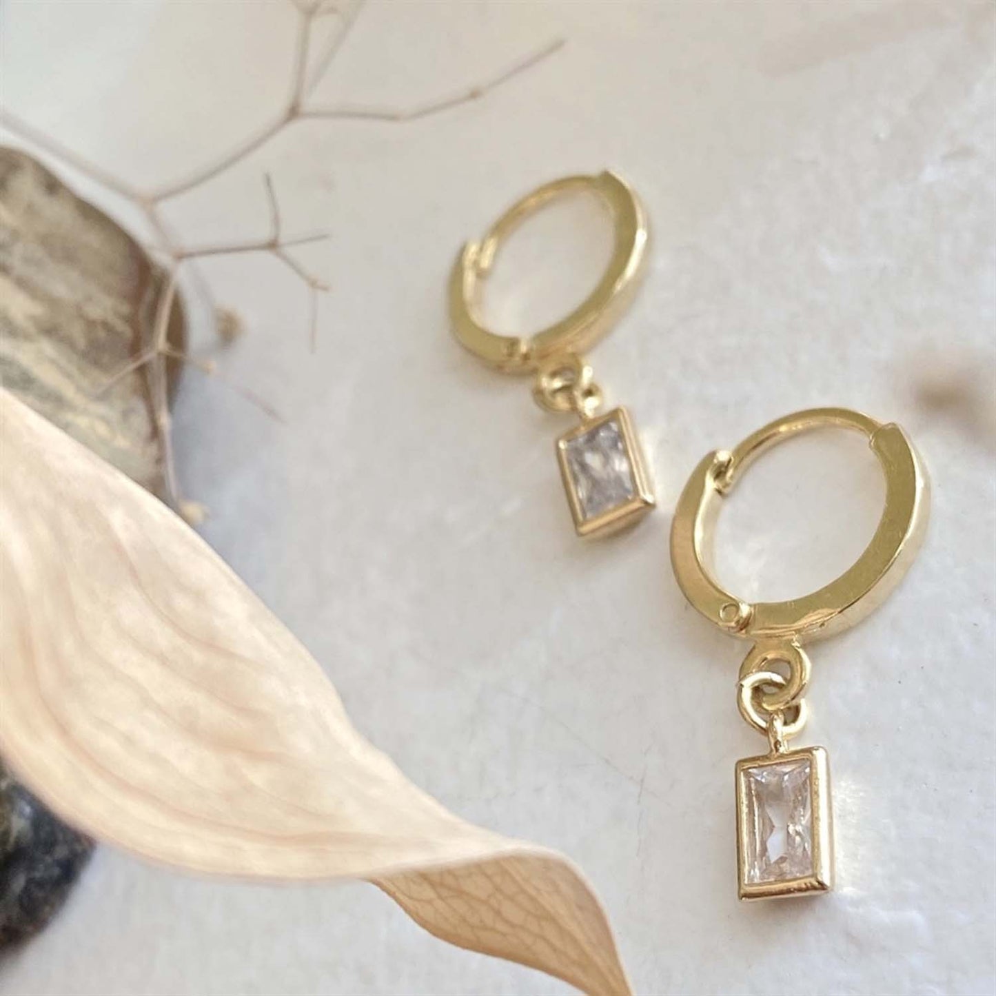Cheshire Gem Charm Hoop Earrings