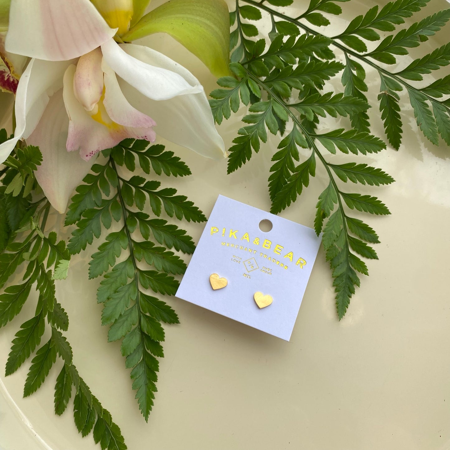 Pika & Bear Gold Stud Earrings