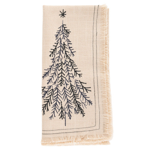 Embroidered Cotton Holiday Dinner Napkins - Set of 4