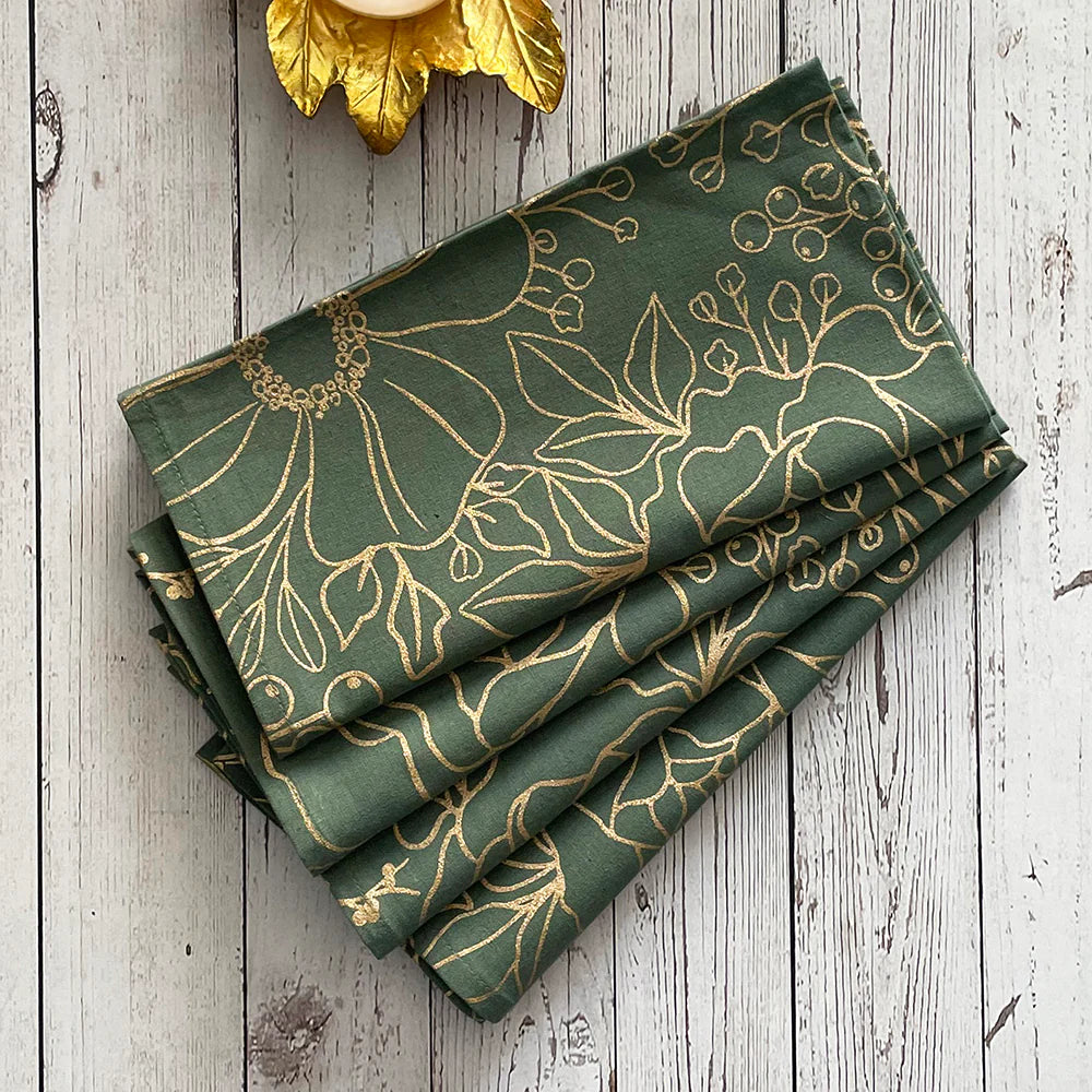 Winter Print Cotton Woven Napkins Set/4