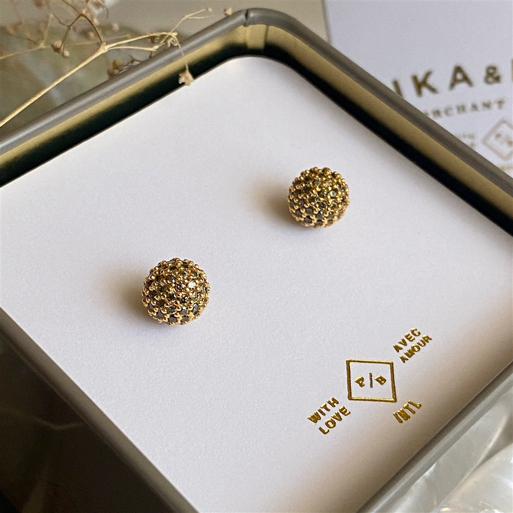 Novasphere Gold Crystal Ball Earrings