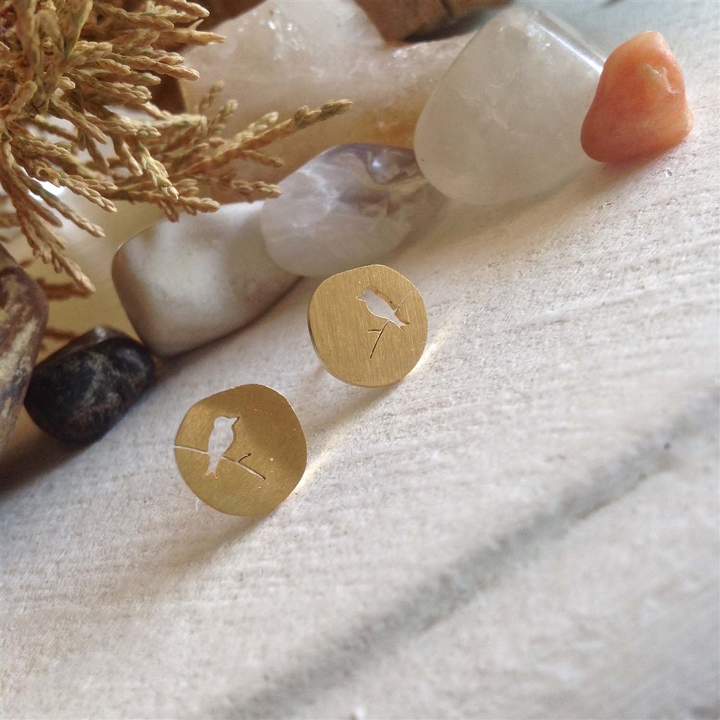 Pika & Bear Gold Stud Earrings