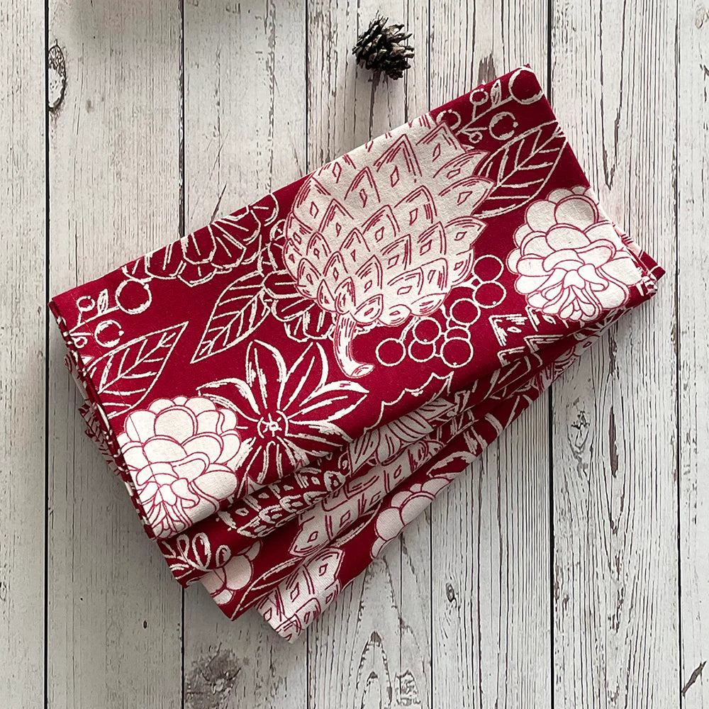 Winter Print Cotton Woven Napkins Set/4