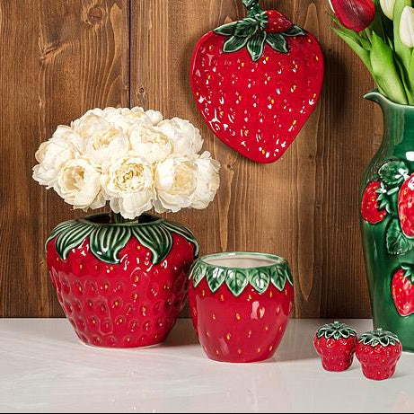 Strawberry & Leaf Wide Vase