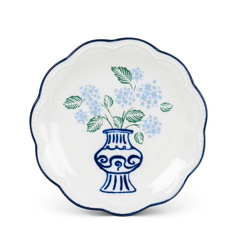Floral Plates with Scalloped Edge