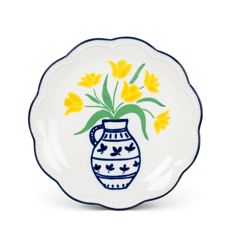 Floral Plates with Scalloped Edge