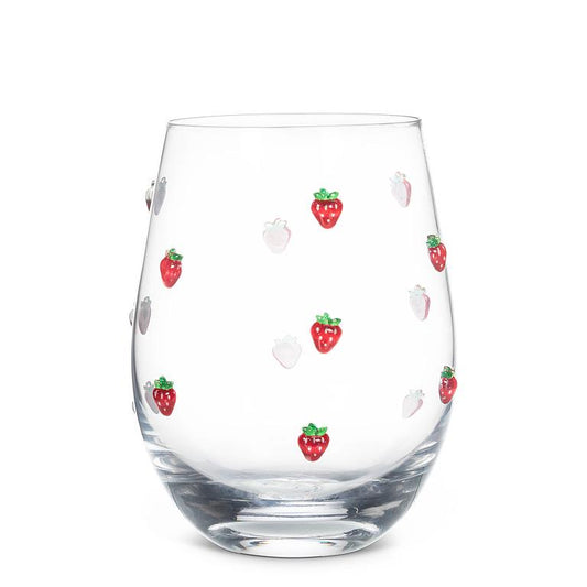Stemless Wine Glass with Strawberries Set/2
