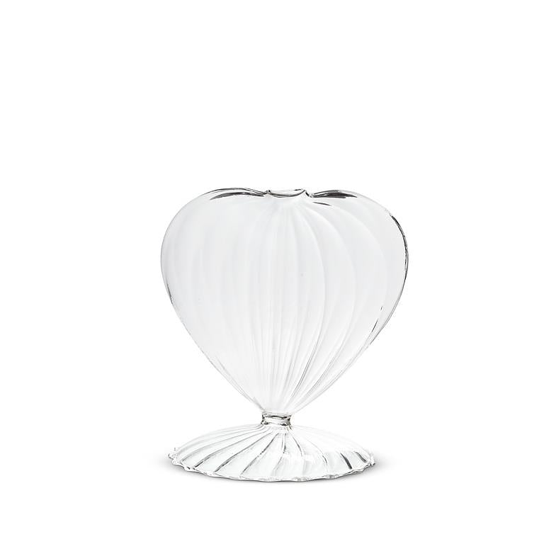 Glass Heart Pedestal Vases
