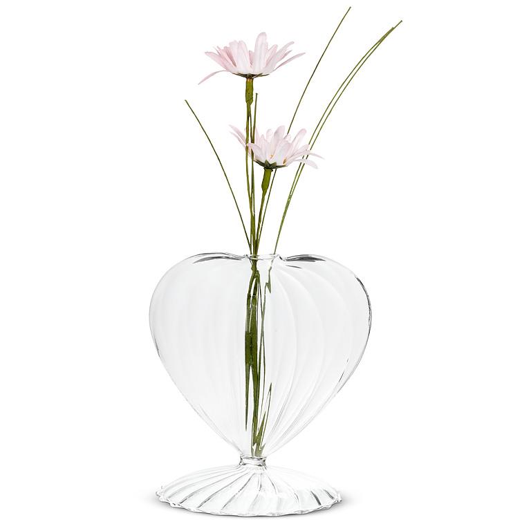 Glass Heart Pedestal Vases