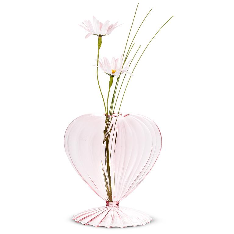 Glass Heart Pedestal Vases