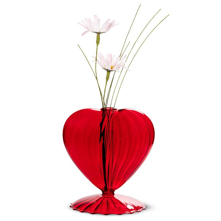 Glass Heart Pedestal Vases