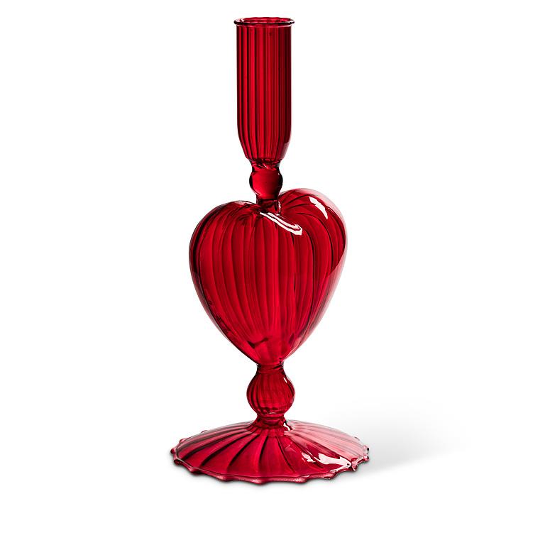 Glass Heart Taper Candle Holders