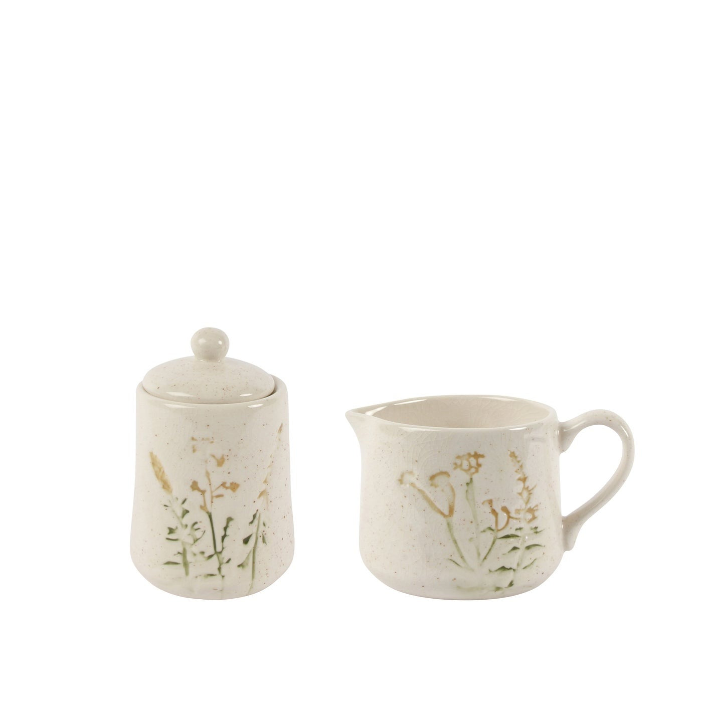 Embossed Floral Creamer and Sugar Pots