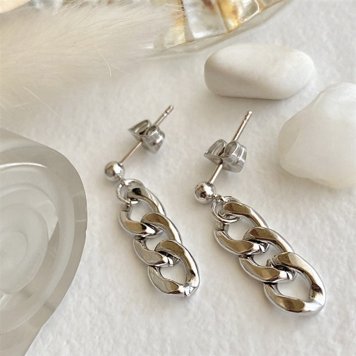 Curb Chain Drop Earrings