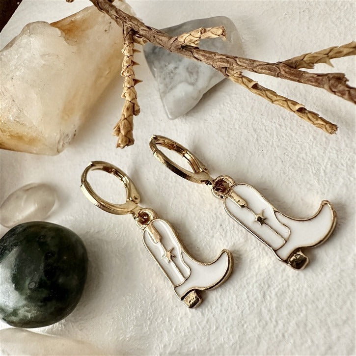 Cowboy Boot Charm Drop Earrings